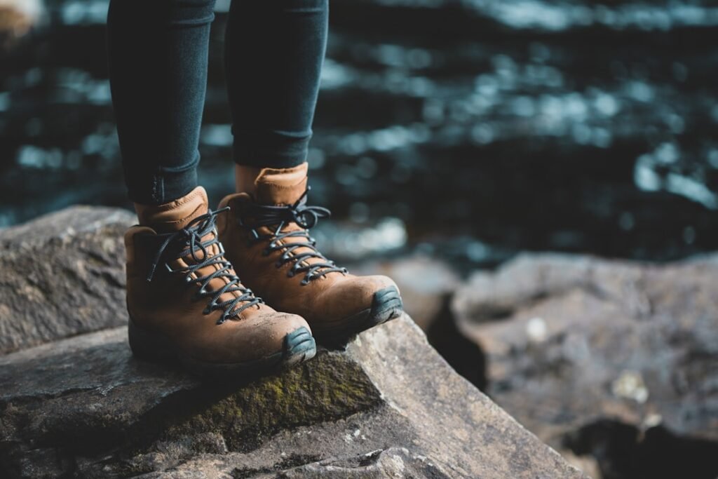 Photo Hiking boots lacing