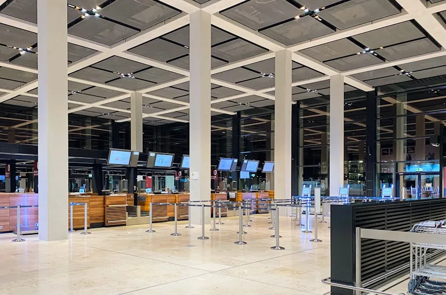 Southwest Airlines check-in counter and self-service kiosks at Fort Lauderdale-Hollywood International Airport Terminal 1