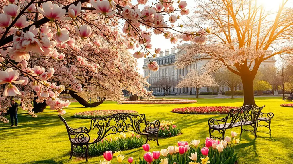 blooming gardens and parks