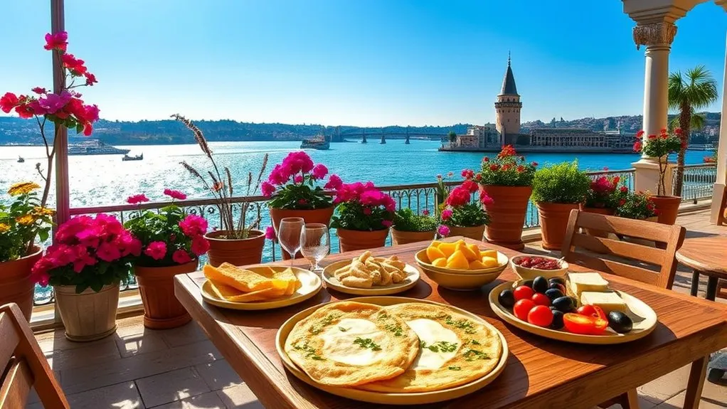 Bosphorus and Istanbul skyline viewed from an elevated terrace