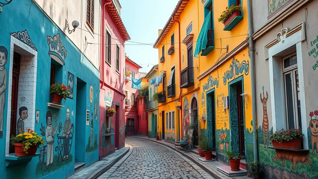 colorful houses and murals