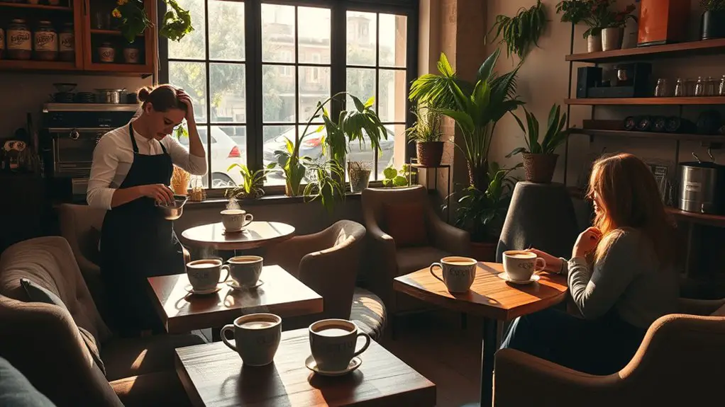 cozy caf with diverse beverages