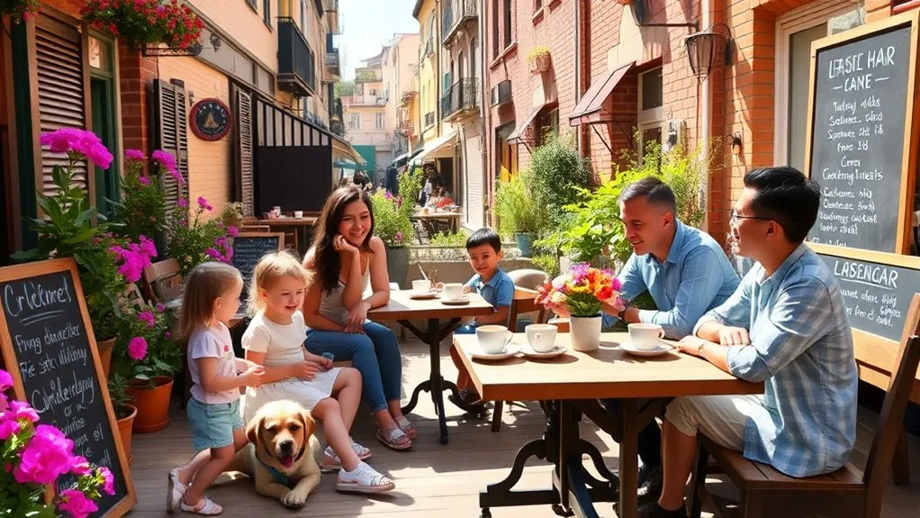 Family enjoying a café stop in Cihangir, Istanbul