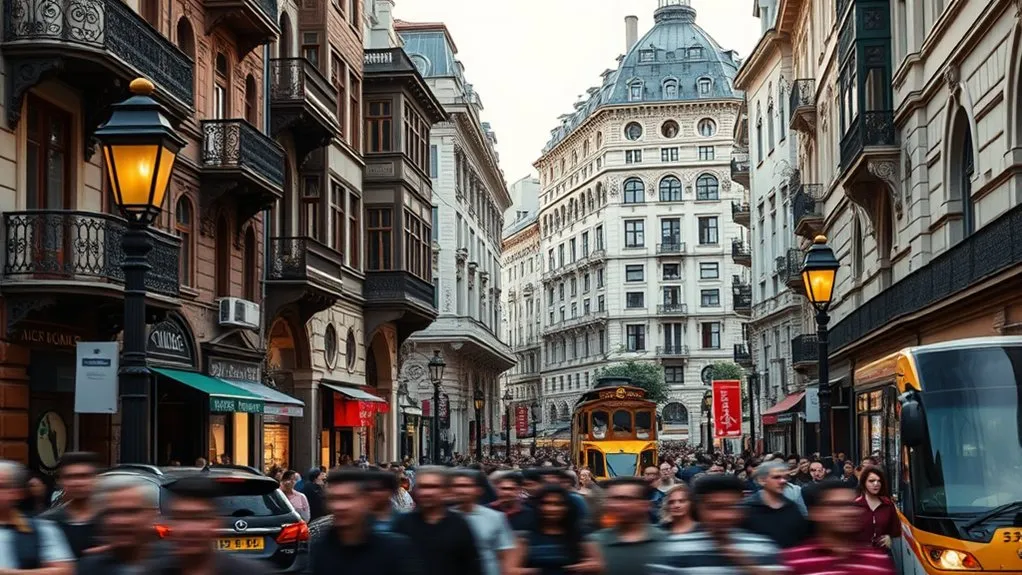 Beyoglu's History Through Architectural Landmarks Historic buildings lining Istiklal Avenue in Beyoglu Istanbul