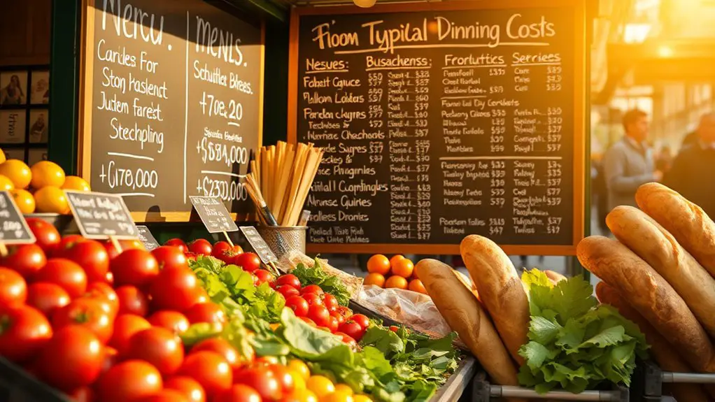 dining costs for tourists