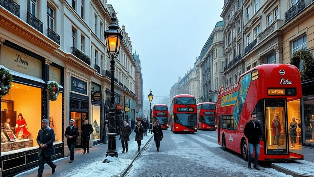 London in Winter Christmas shopping and festive street decorations in central London