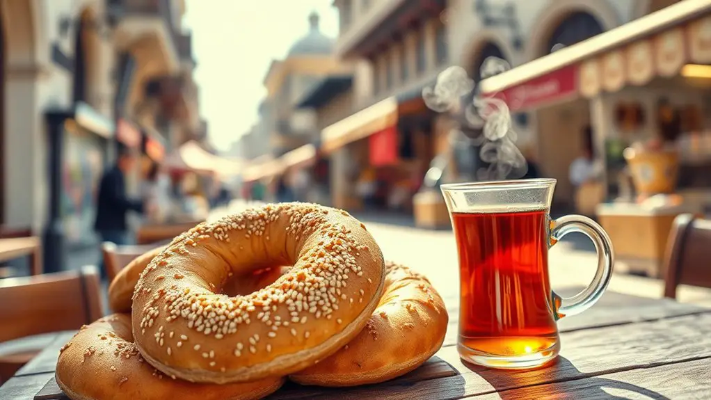 fresh simit and tea