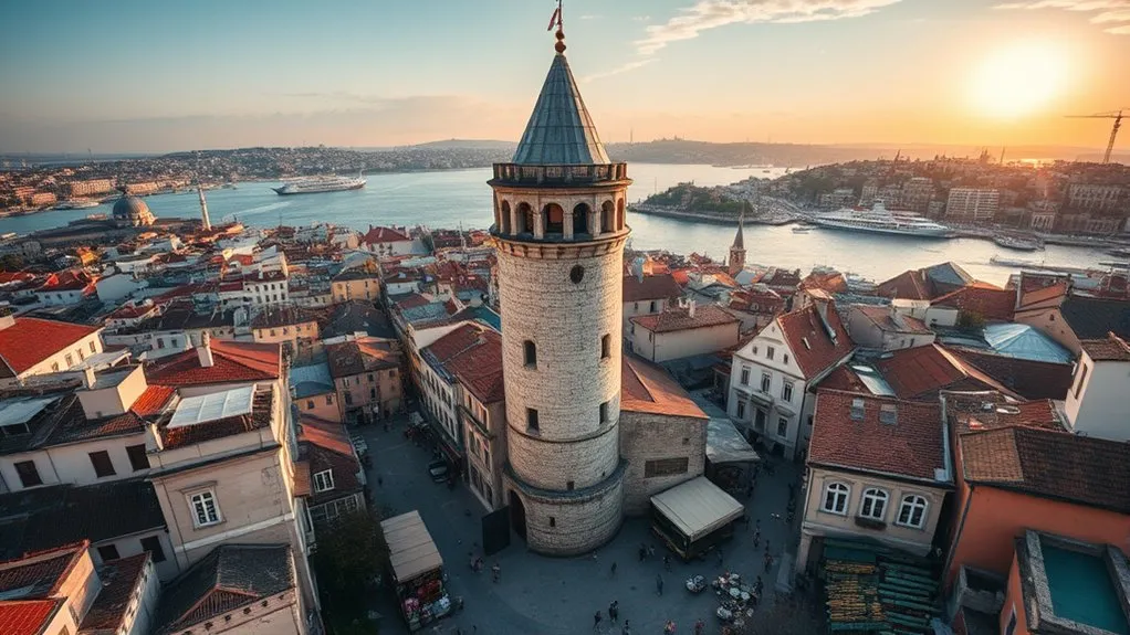 Panoramic view of the Galata district and Galata Tower along the Golden Horn