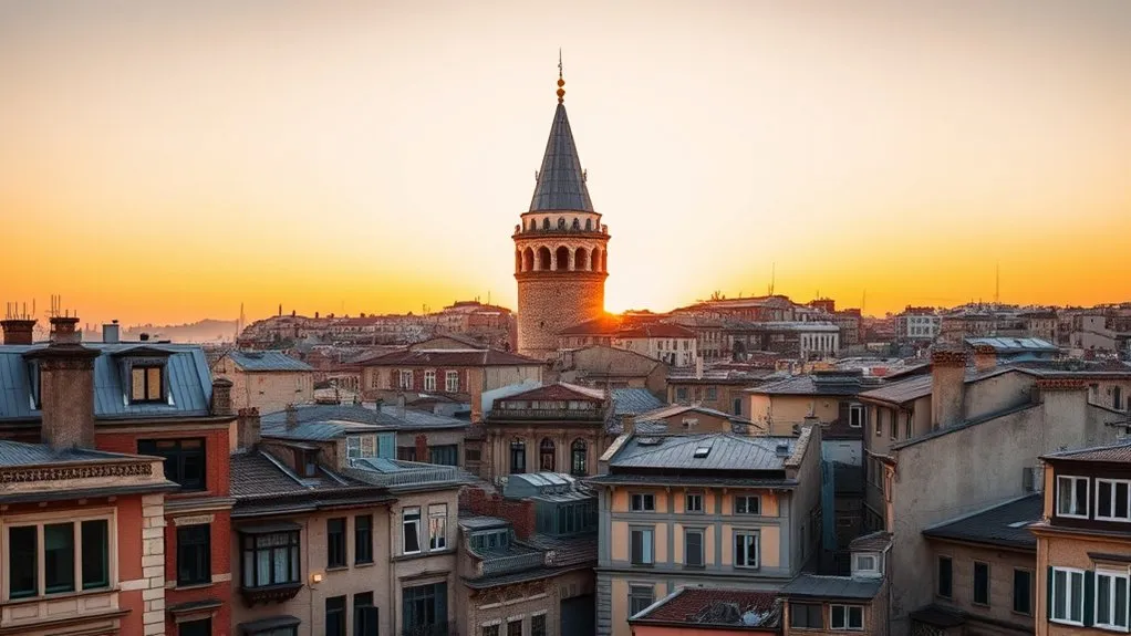 Beyoglu's History Through Architectural Landmarks Galata Tower stone exterior and conical roof in Beyoglu Istanbul