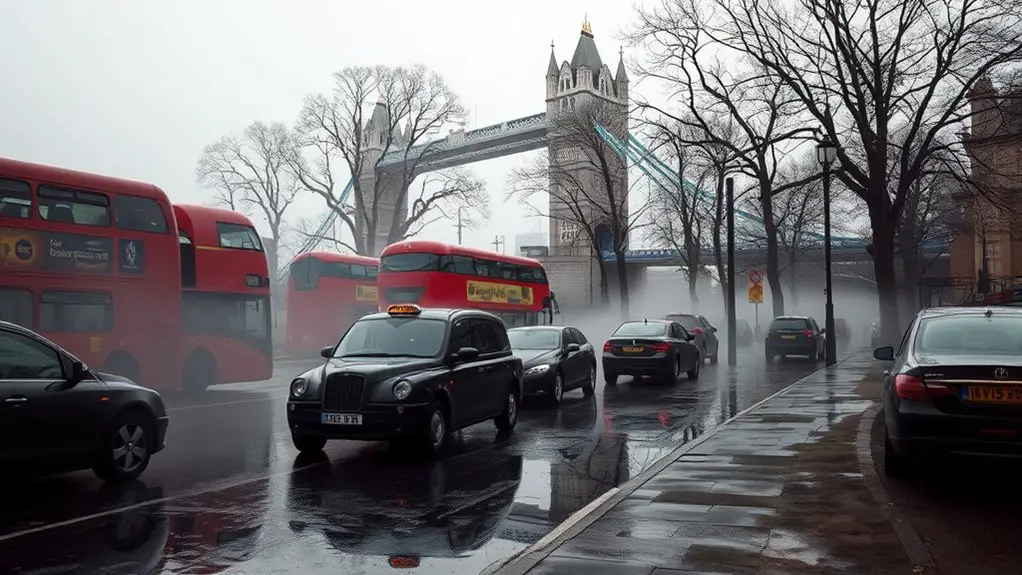 gray skies and rain