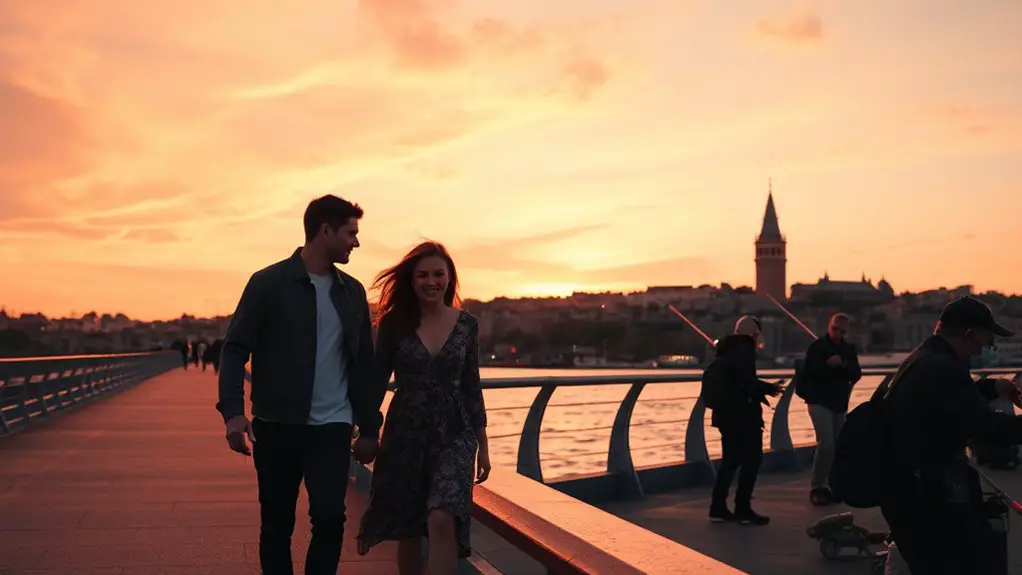 romantic strolls on galata bridge