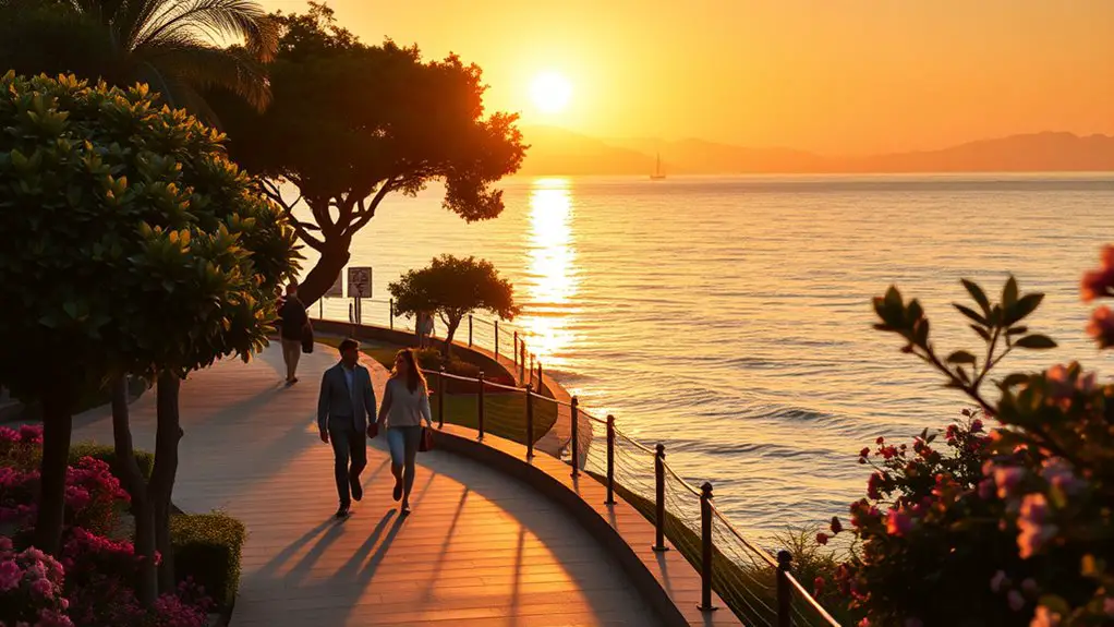 romantic waterfront sunset strolls