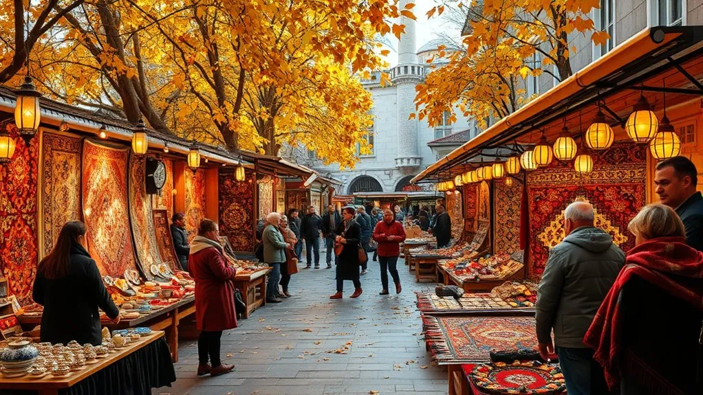 Traditional Turkish handicrafts displayed at an Istanbul craft fair