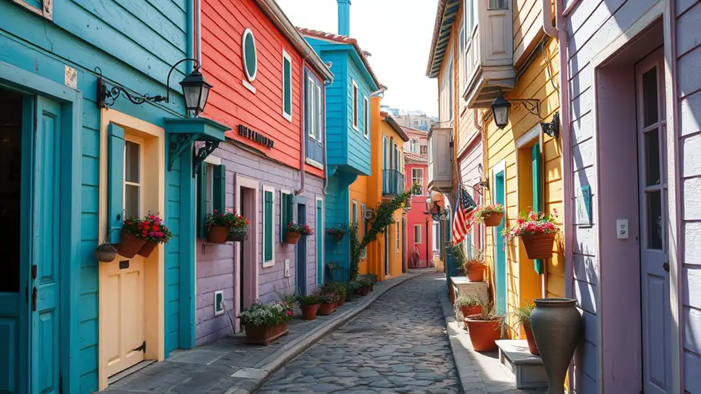 vibrant colorful wooden houses