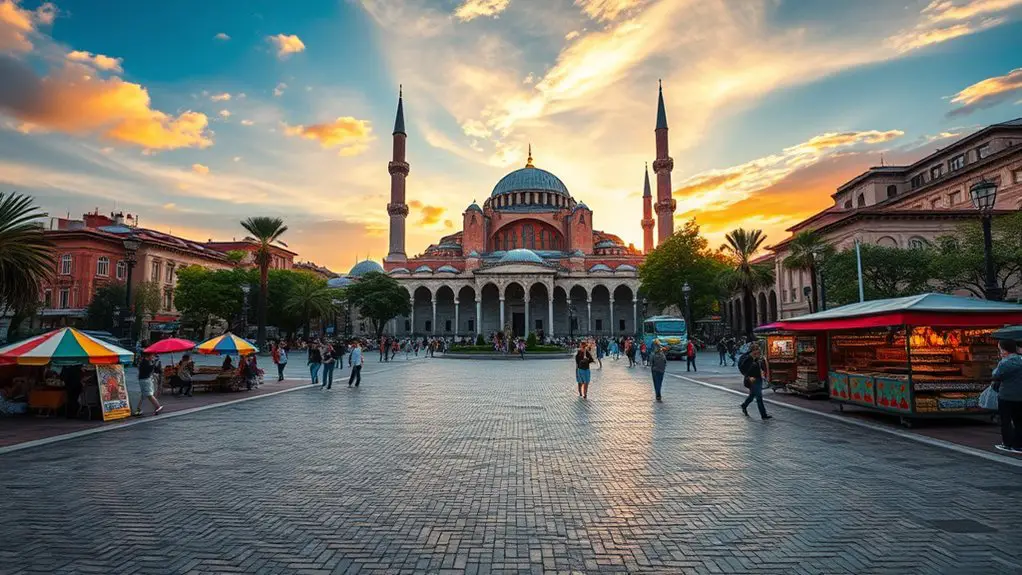 vibrant historical city square