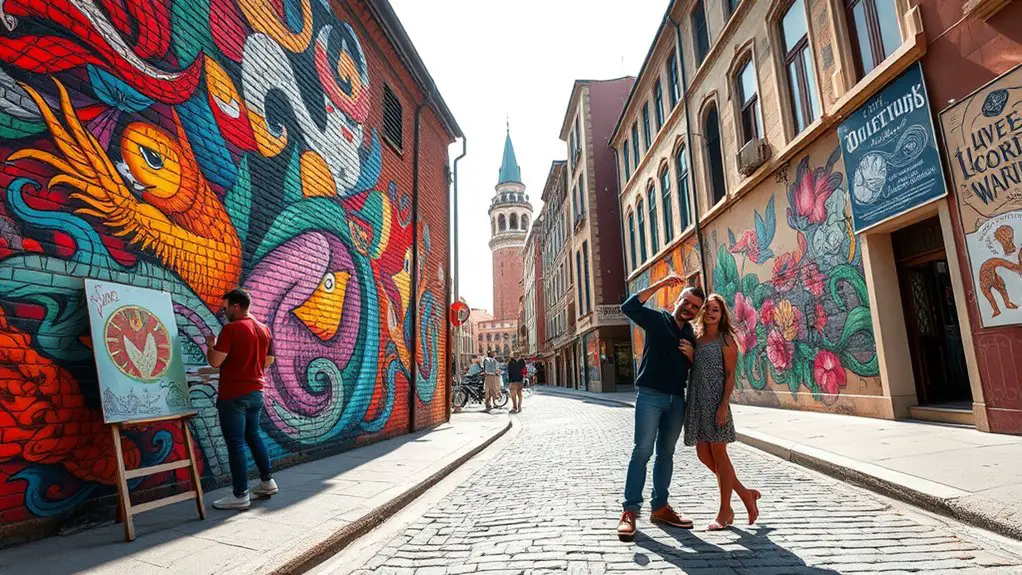 vibrant murals and installations