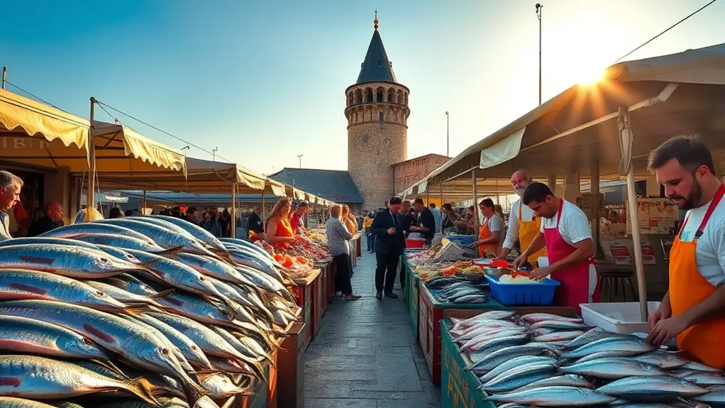 vibrant seafood market atmosphere