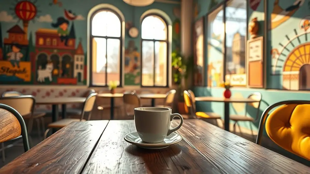 vintage cafes and murals