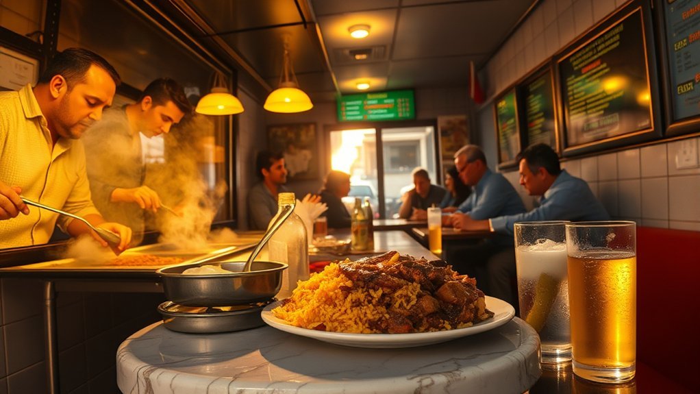 Steam-warmed lokanta trays with daily stews, pilaf and vegetables