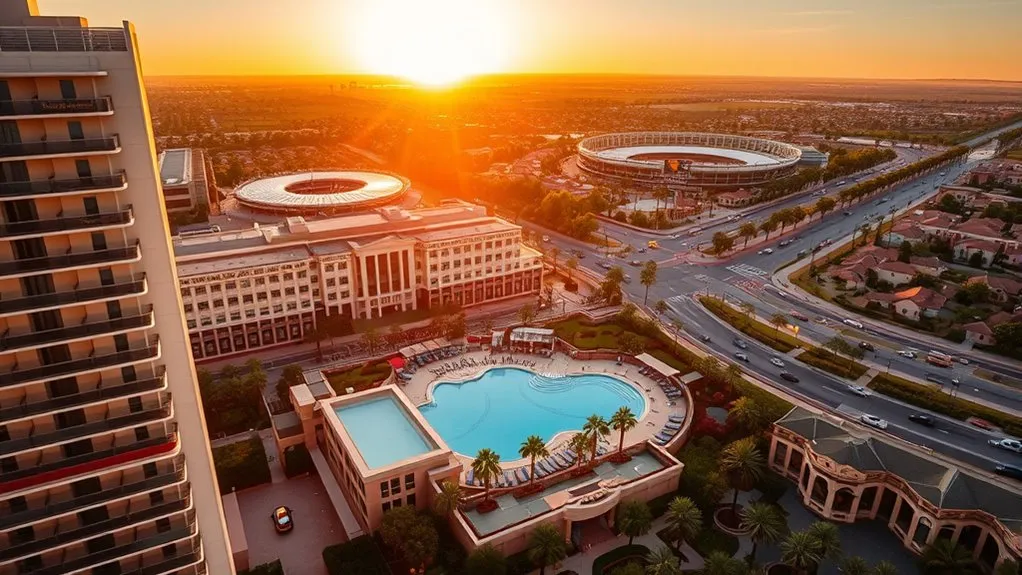 Map-style view of Anaheim areas for Disneyland, conventions, dining, and airport access