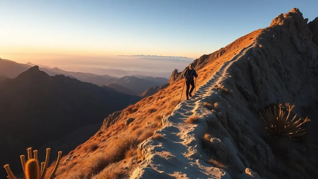 Challenging hill climb and summit trail near Southern California