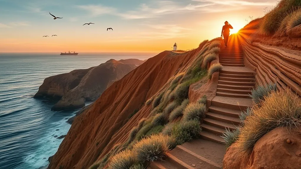 Coastal hiking trail with ocean views near Long Beach
