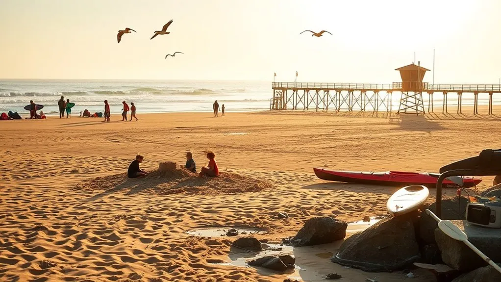 Best Pismo Beach Kids Activities Guide for Families Family enjoying water sports and sandy beach activities on the Pismo Beach coastline