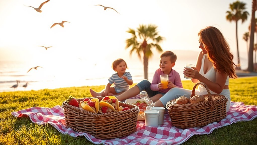 Family picnic overlooking the Santa Barbara coast