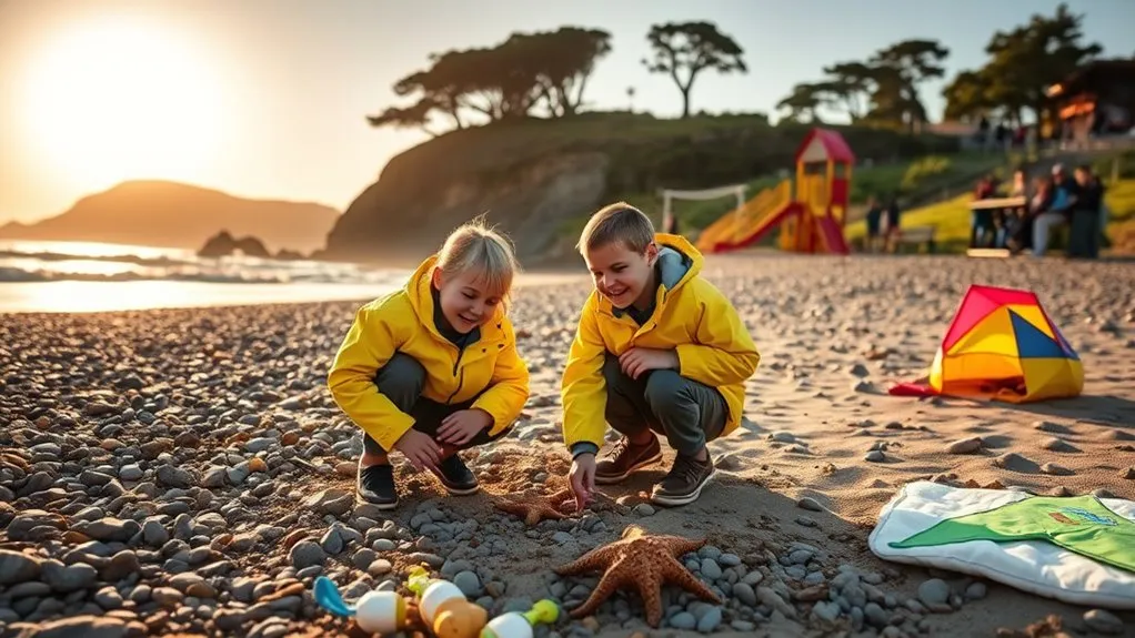 Family exploring tide pools and coastal wildlife near Carmel