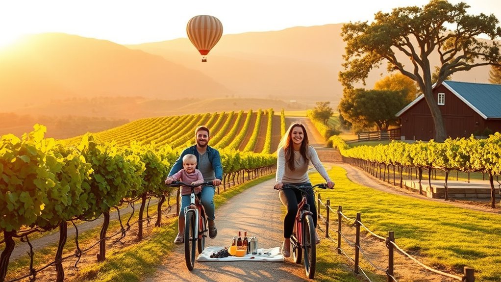 family enjoying a three-day Napa Valley itinerary with parks and outdoor stops