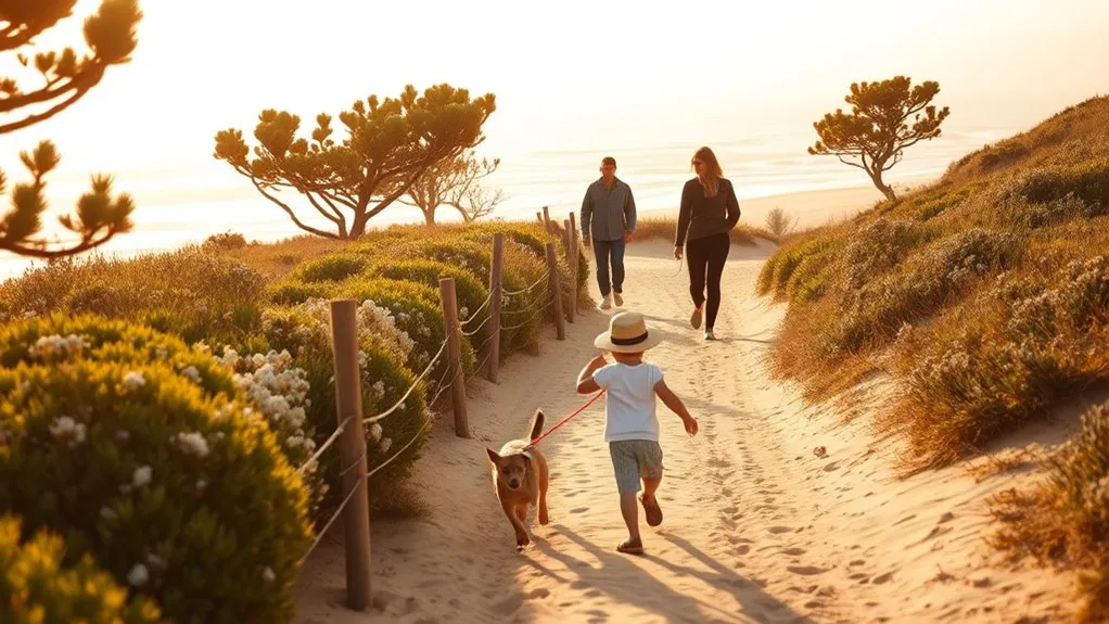 Family walking a gentle coastal nature trail near Carmel-by-the-Sea