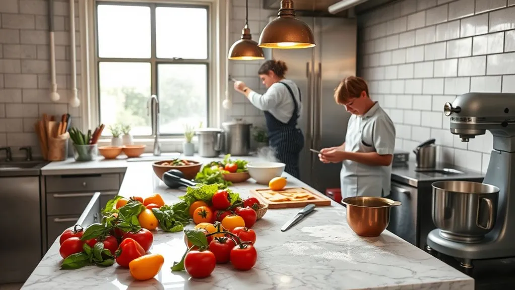 Participants in a hands-on cooking class preparing and plating dishes together