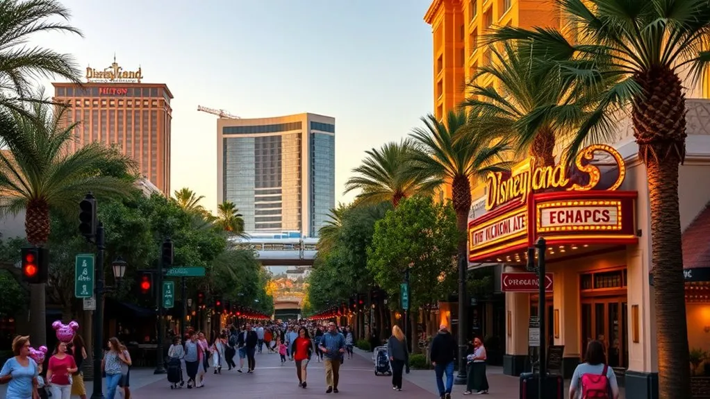 Hotels near the pedestrian entrances to Disneyland Resort in Anaheim