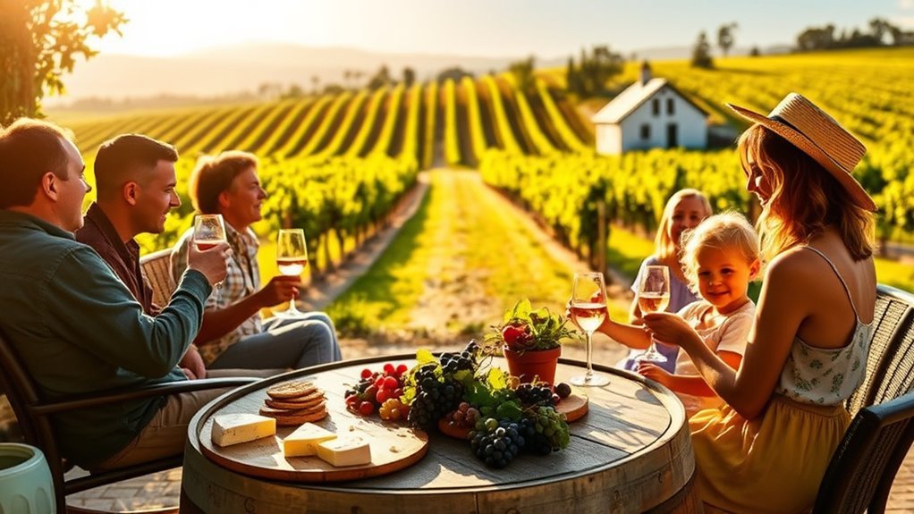 supervised children and adults visiting an outdoor Napa Valley winery