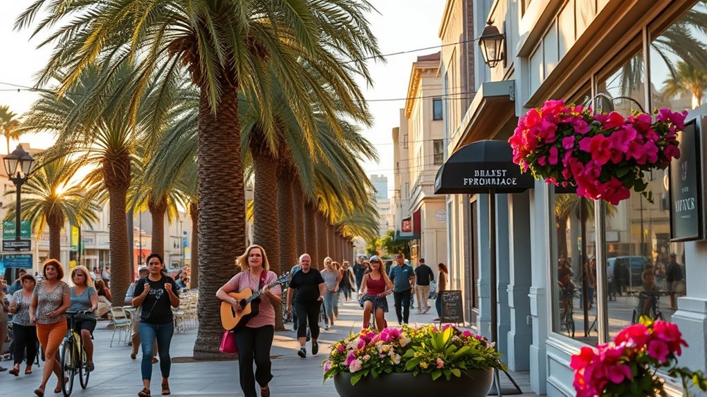 lively shops and entertainment
