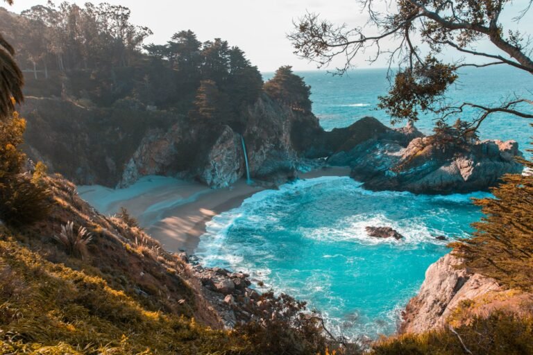 Hidden Gems In California McWay Falls cove with turquoise water in Big Sur, California