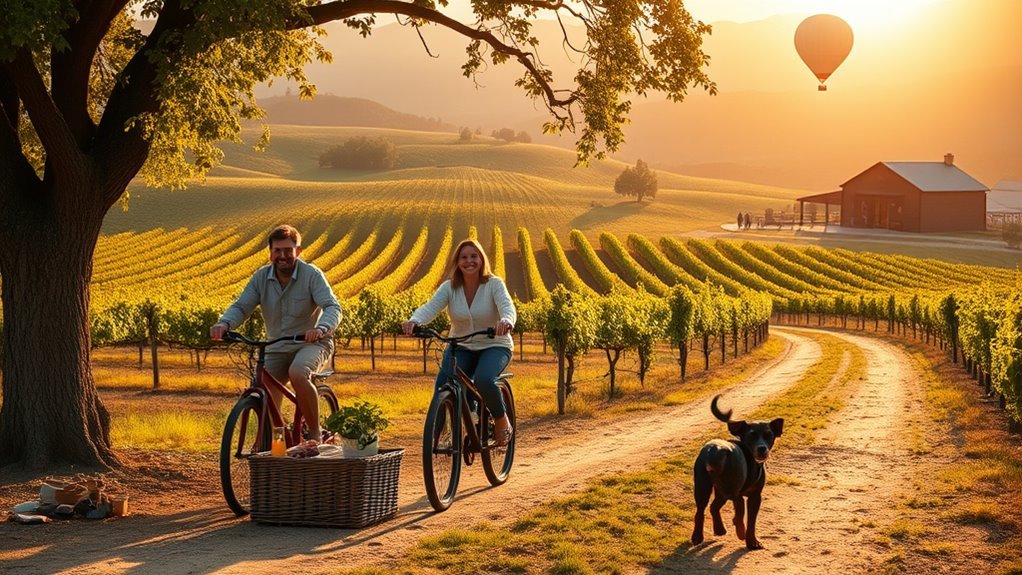 family enjoying outdoor activities among the hills and vineyards of Napa Valley