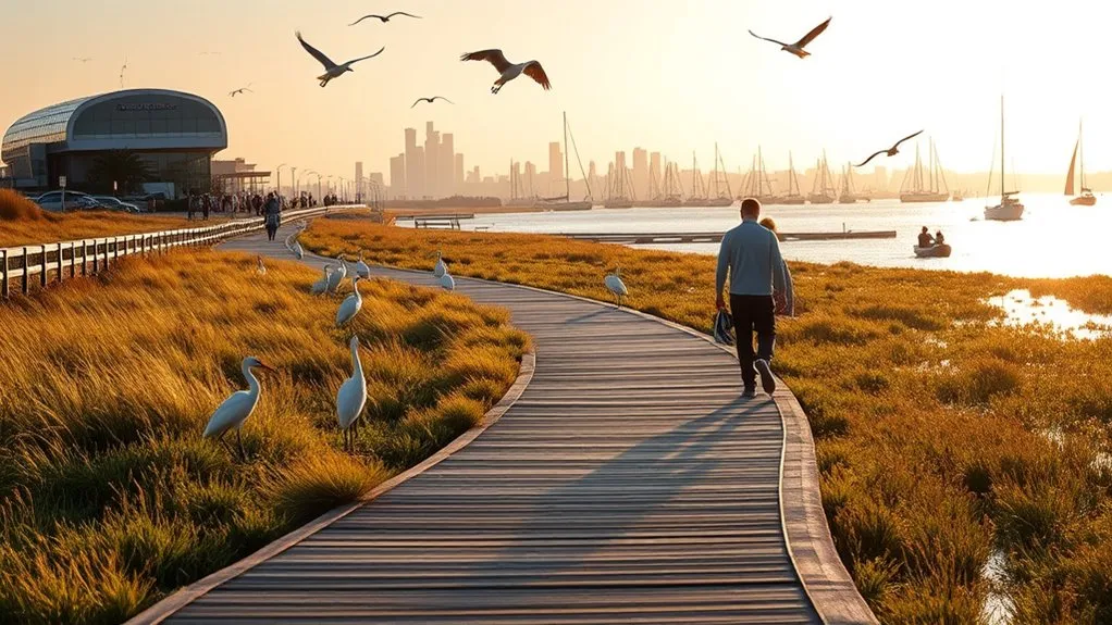 Easy bayfront and wetland walking trail near Long Beach