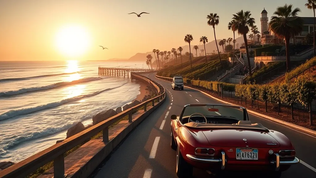 Scenic coastal drive along the Pacific Coast Highway near Malibu