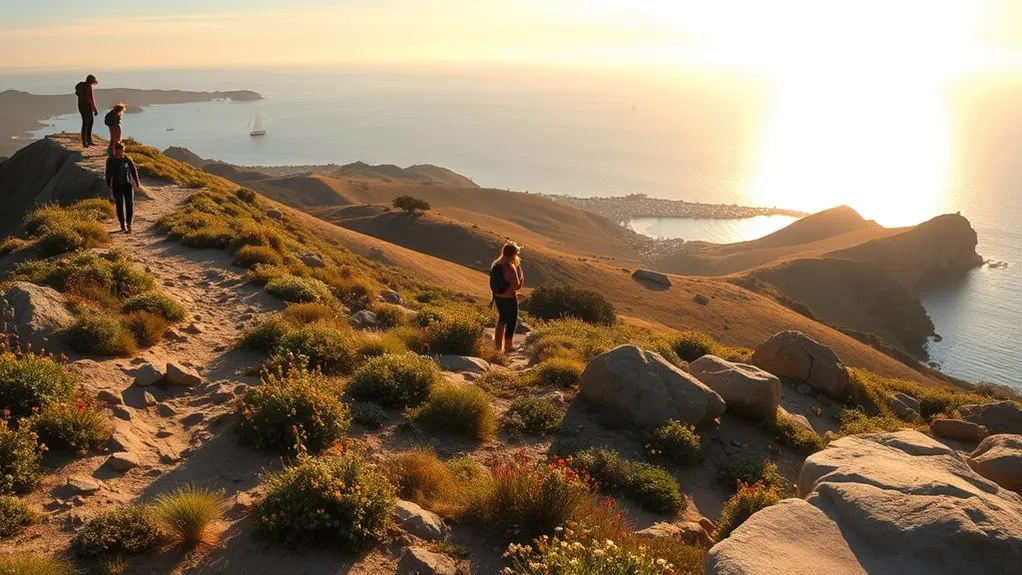 25 Best Things to Do in Laguna Beach, California Hikers on a scenic ridge trail near Top of the World in Laguna Beach