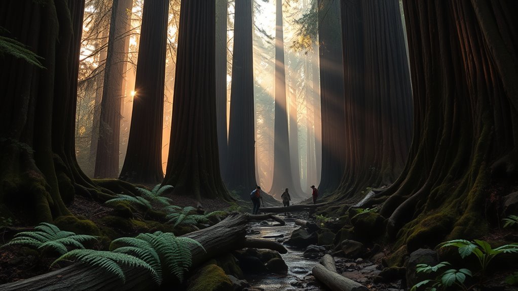 towering trees serene hikes