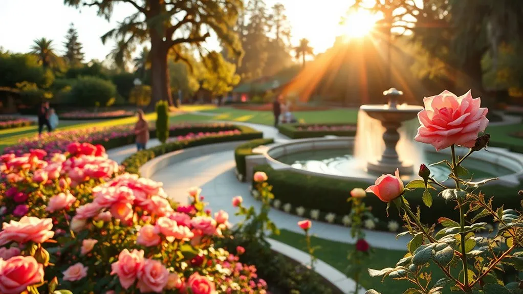 Morcom Rose Garden in peak bloom in Oakland, CA