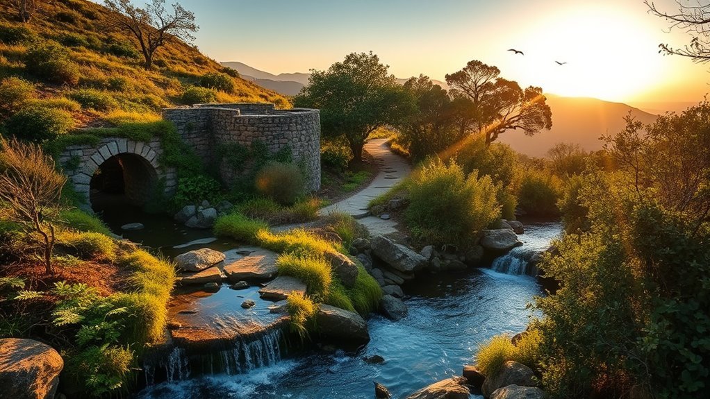 waterfalls and historic ruins