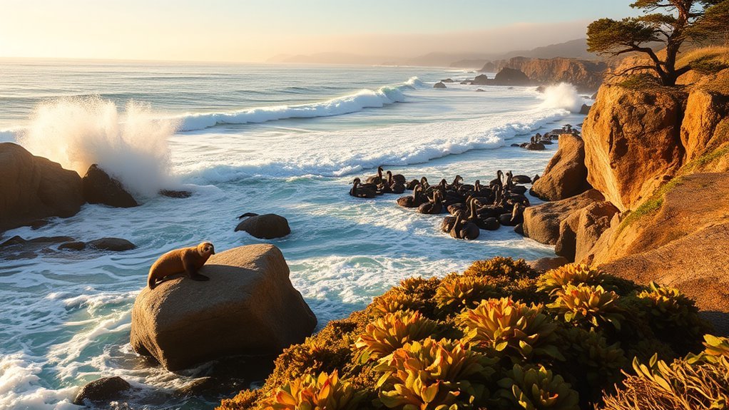 sea otters, rocky cliffs, and tide pools at Point Lobos State Natural Reserve