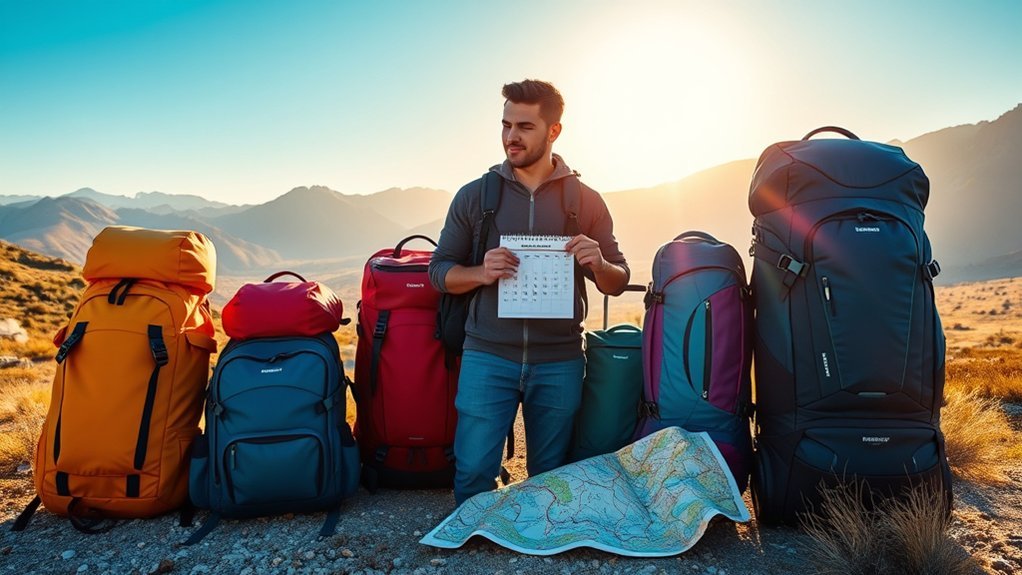 Backpack capacity recommendations based on trip duration