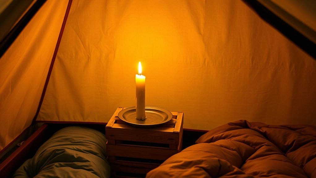 candle safety in tents showing proper placement away from walls