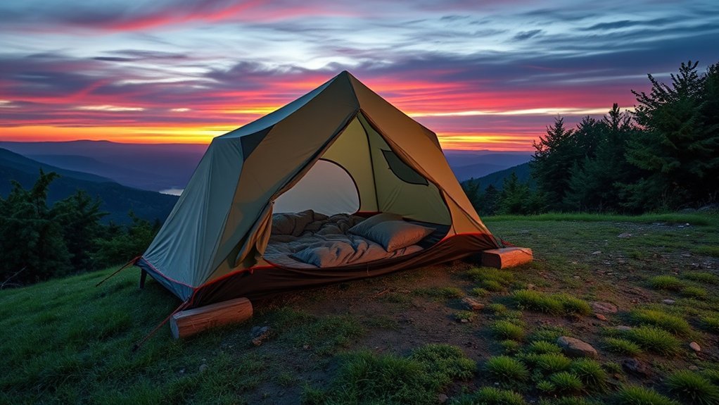 comfortable camping sleep setup