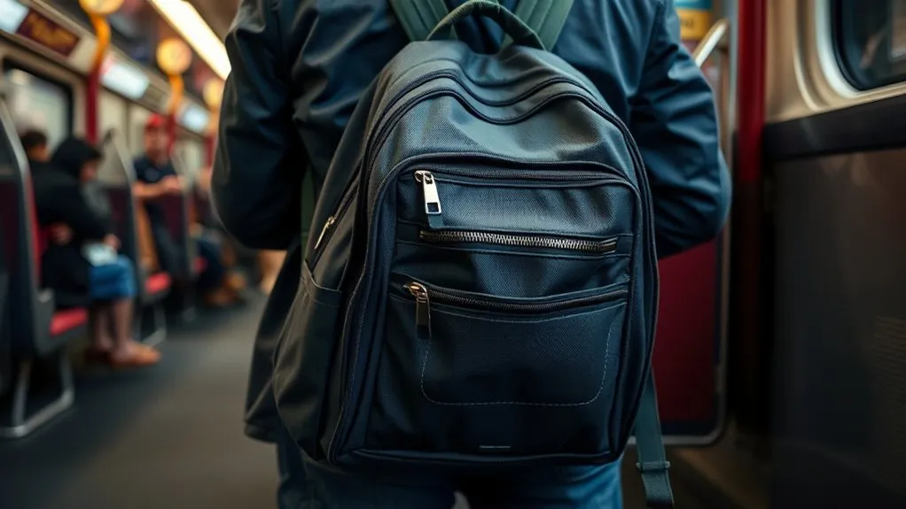 traveler concealing valuables in secure interior pockets