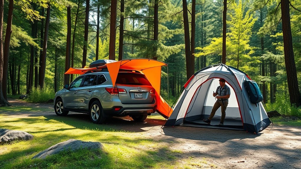 Car Camping vs Backpacking: Tents, Setup, and Gear Differences Family car camping at a developed campsite with room for a large tent and camp chairs