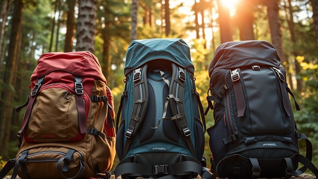 Adjustable backpacking pack fit and access features